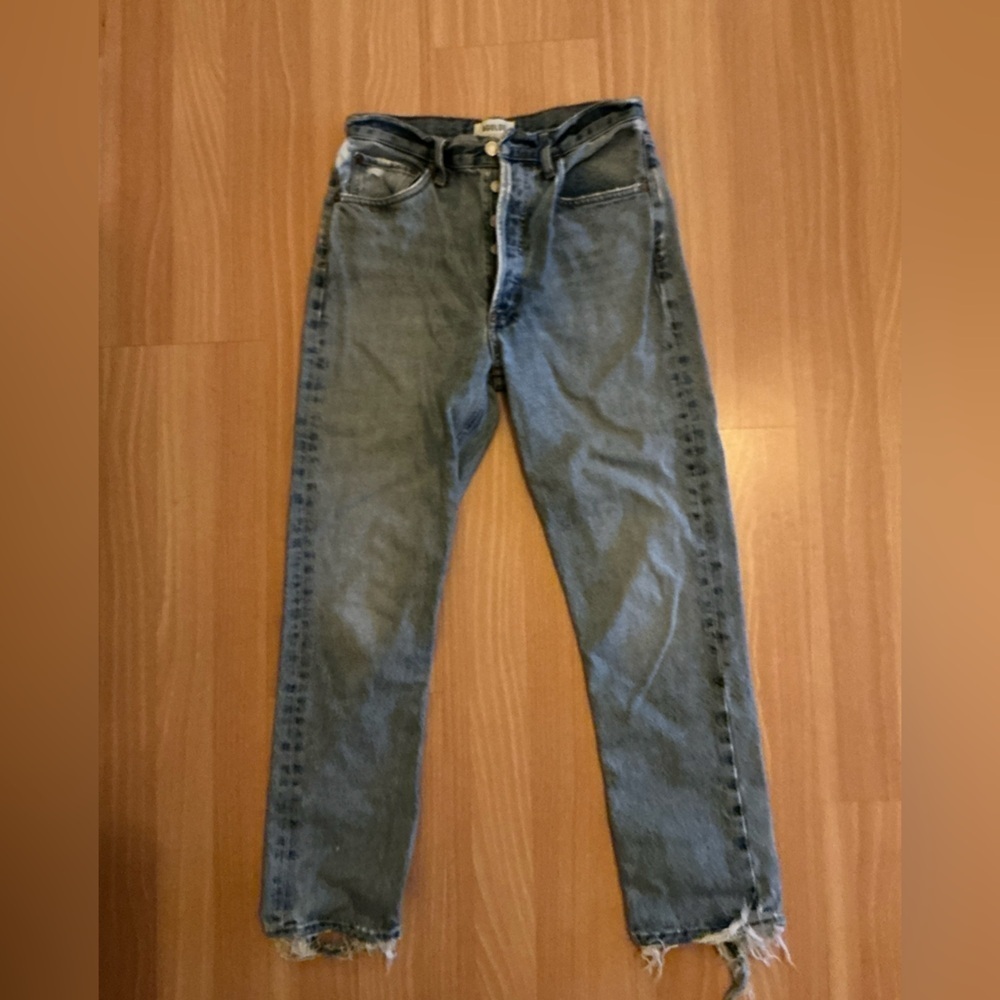 Agolde Riley high rise straight cropped jeans distressed - size 26 - Picture 4 of 7
